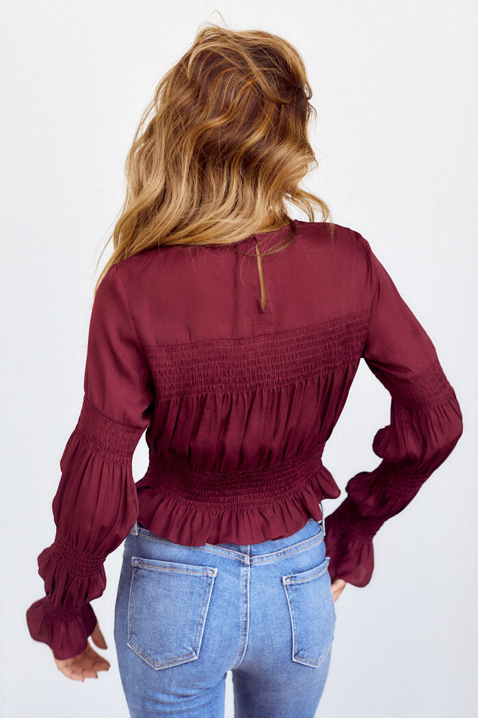 Matha Smocked Detail Long Sleeve Blouse