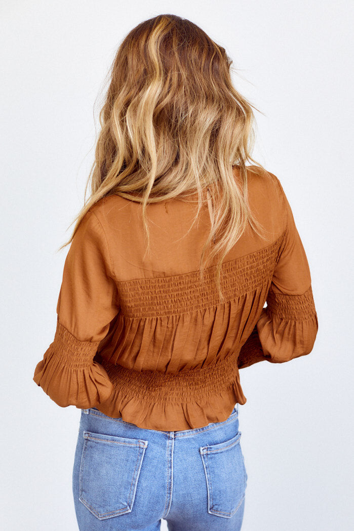 Matha Smocked Detail Long Sleeve Blouse