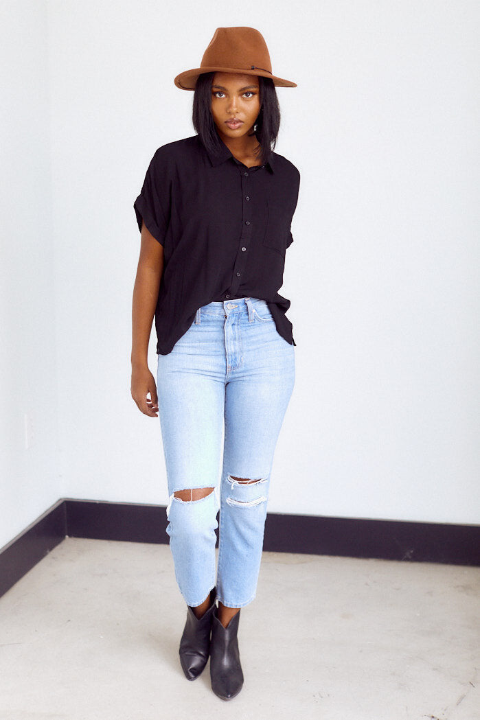 Brighton Short Sleeve Button Down Top