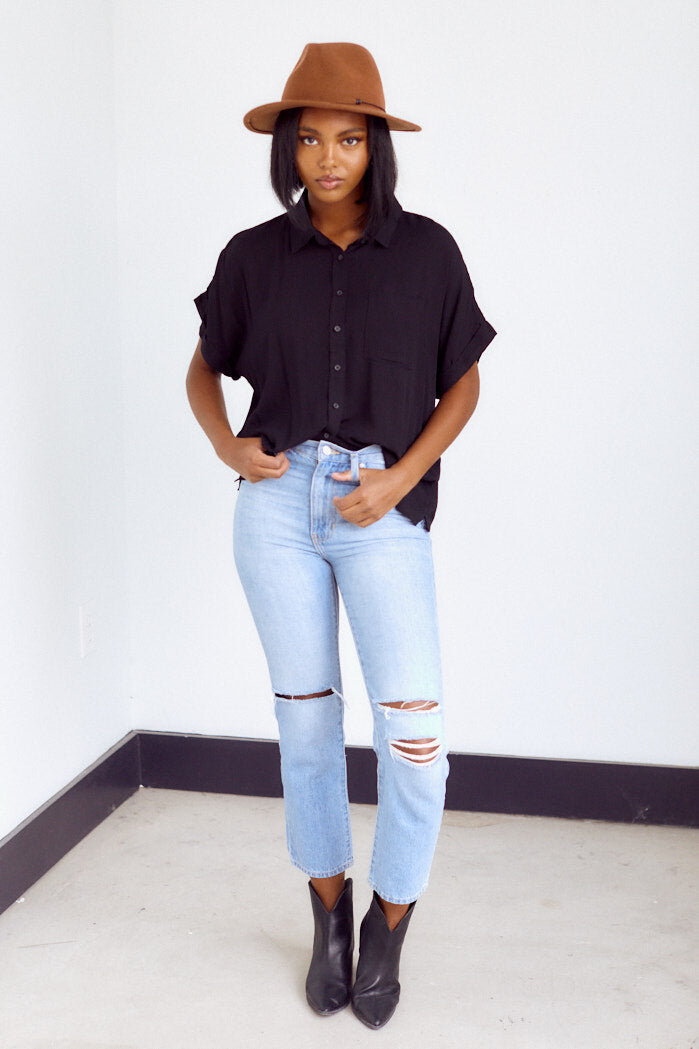 Brighton Short Sleeve Button Down Top