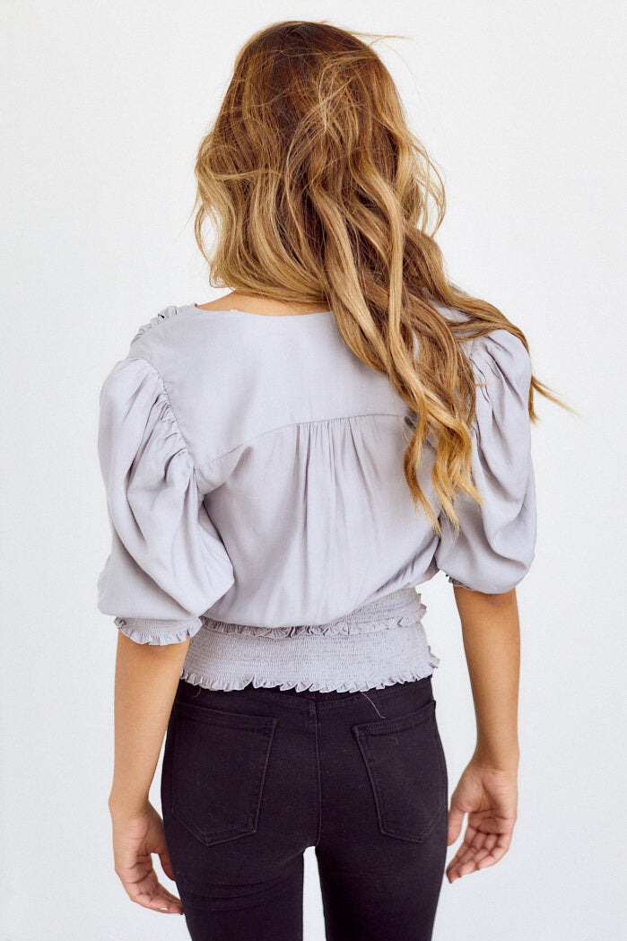 Jenny Smock Waist Puff Sleeve Blouse