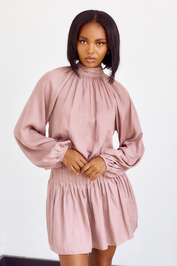 Wexley Tie Neck Smocked Waist Dress