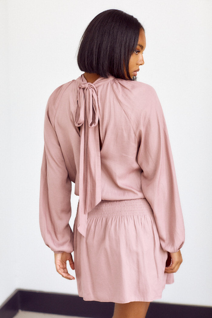Wexley Tie Neck Smocked Waist Dress