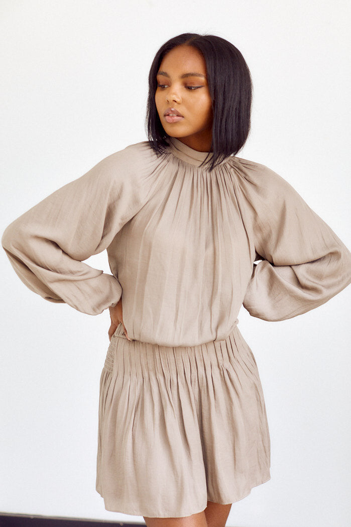 Wexley Tie Neck Smocked Waist Dress