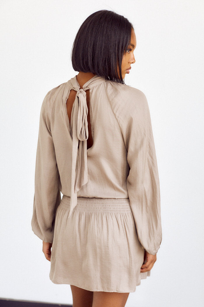 Wexley Tie Neck Smocked Waist Dress