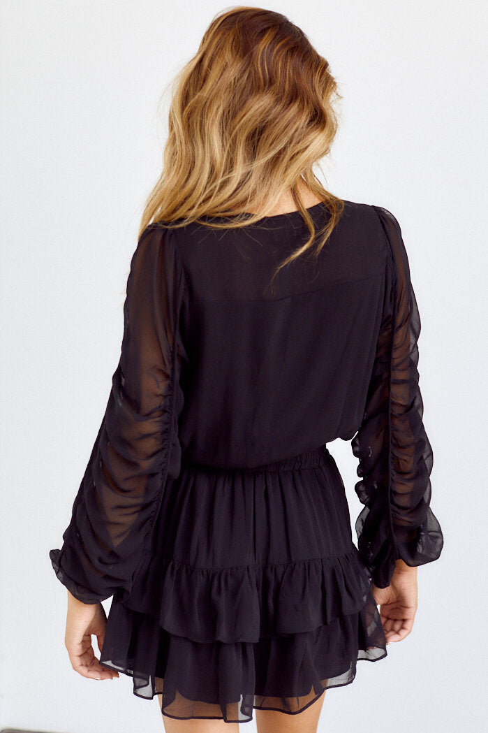 Dauphine Sheer Sleeve Mini Dress