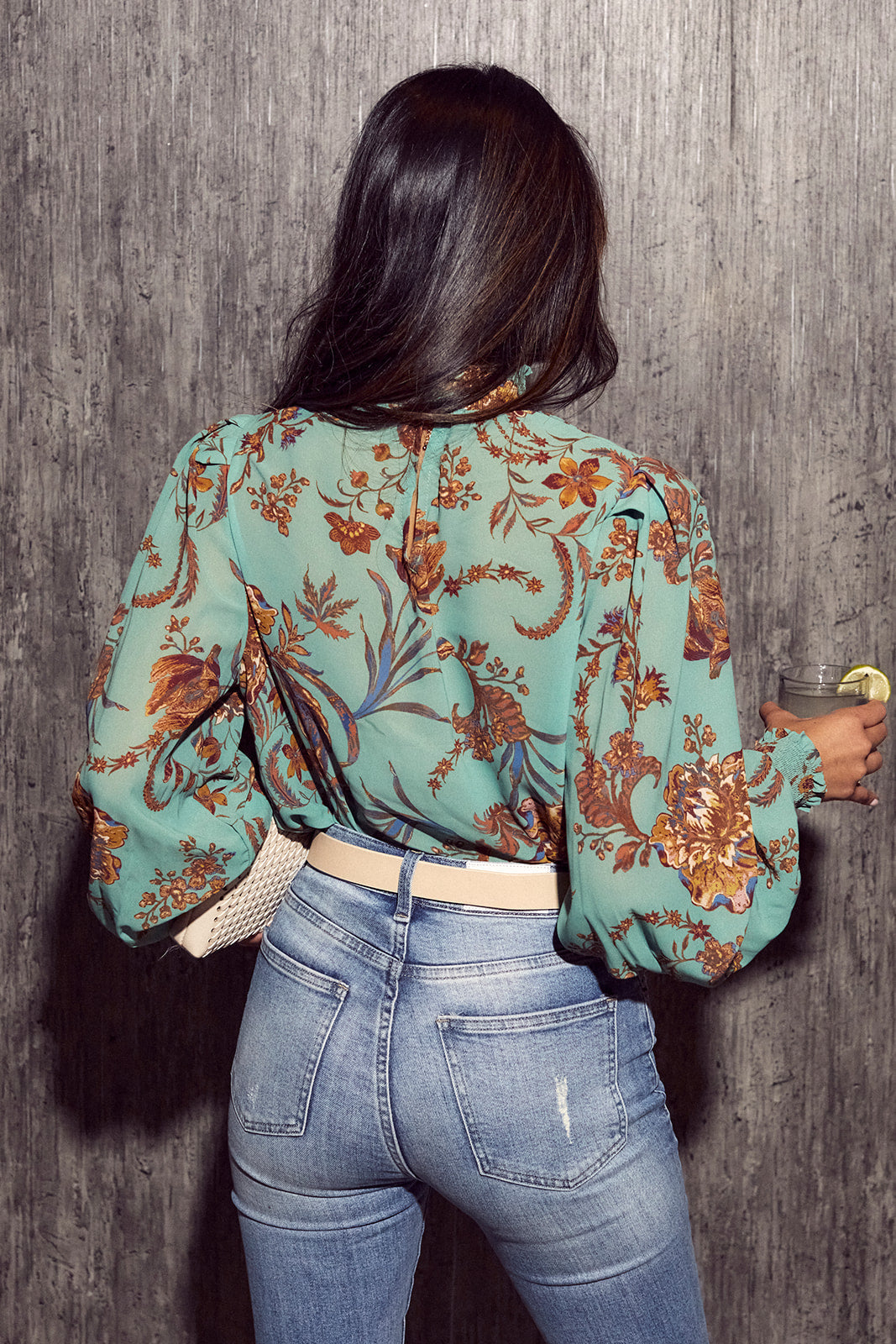 Hayes Mock Neck Floral Long Sleeve Blouse