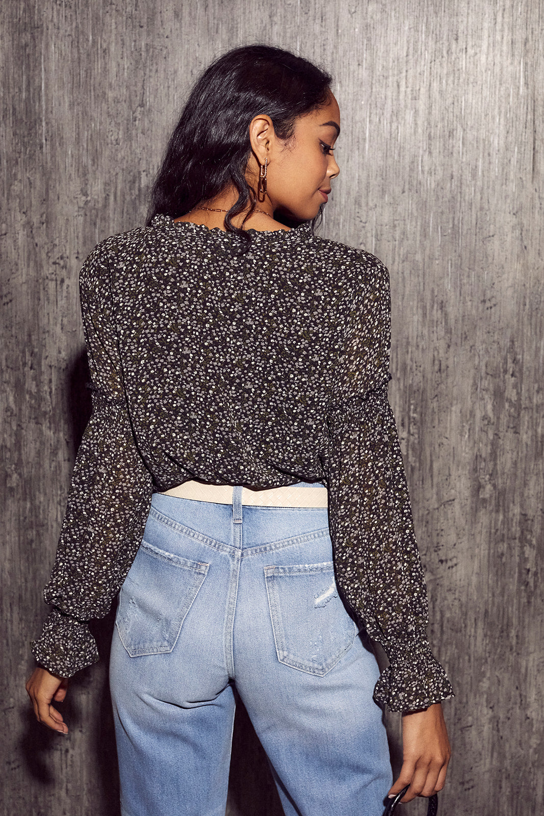 Emmalyn Printed Smocked Long Sleeve Top