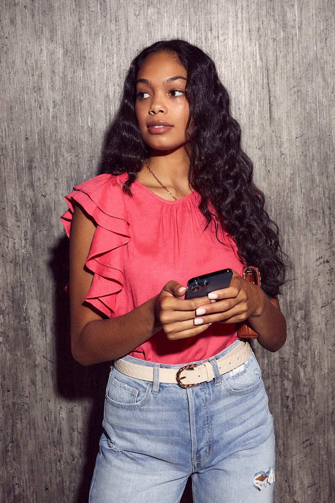 Ashtyn Cut Out Ruffle Sleeve Top