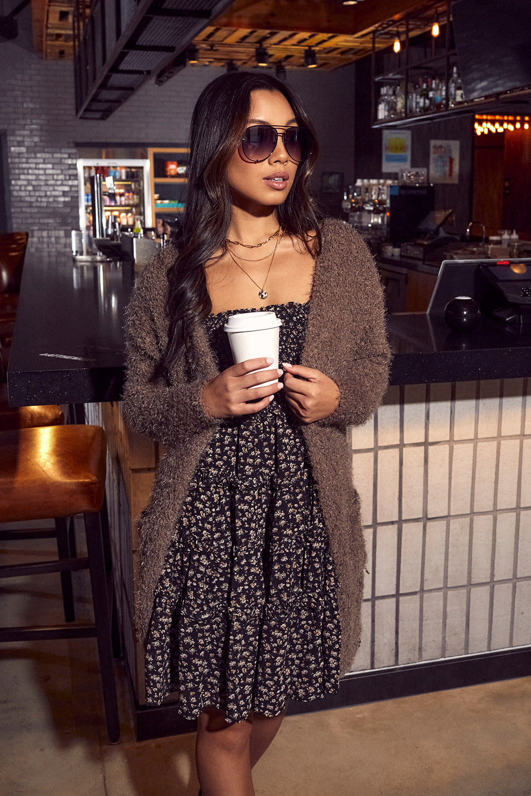 Santos Eyelash Knit Open Cardigan