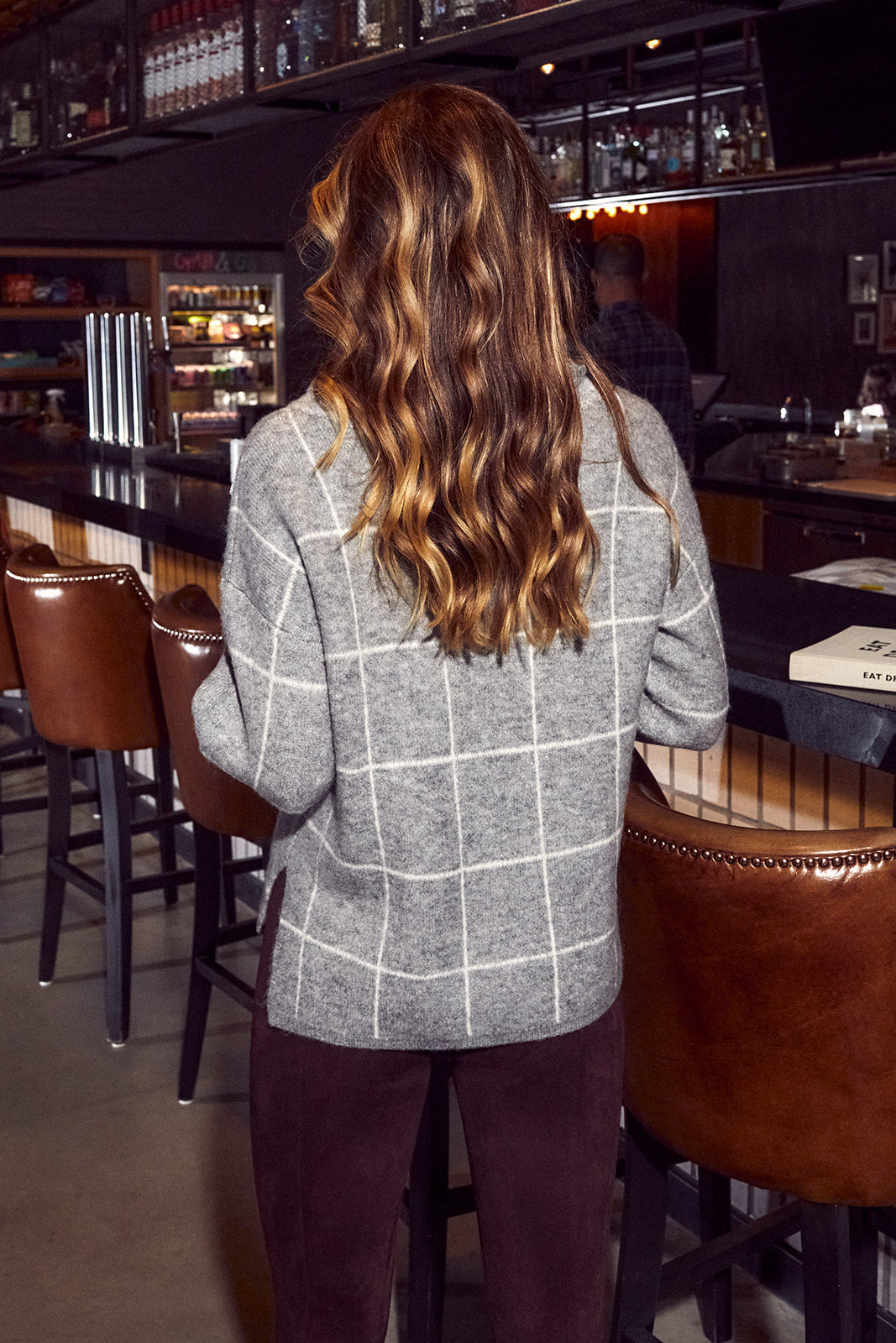 Owynn Turtleneck Grid Sweater
