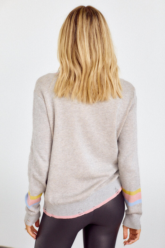 Carmon Distressed Lightning Bolt Sweater