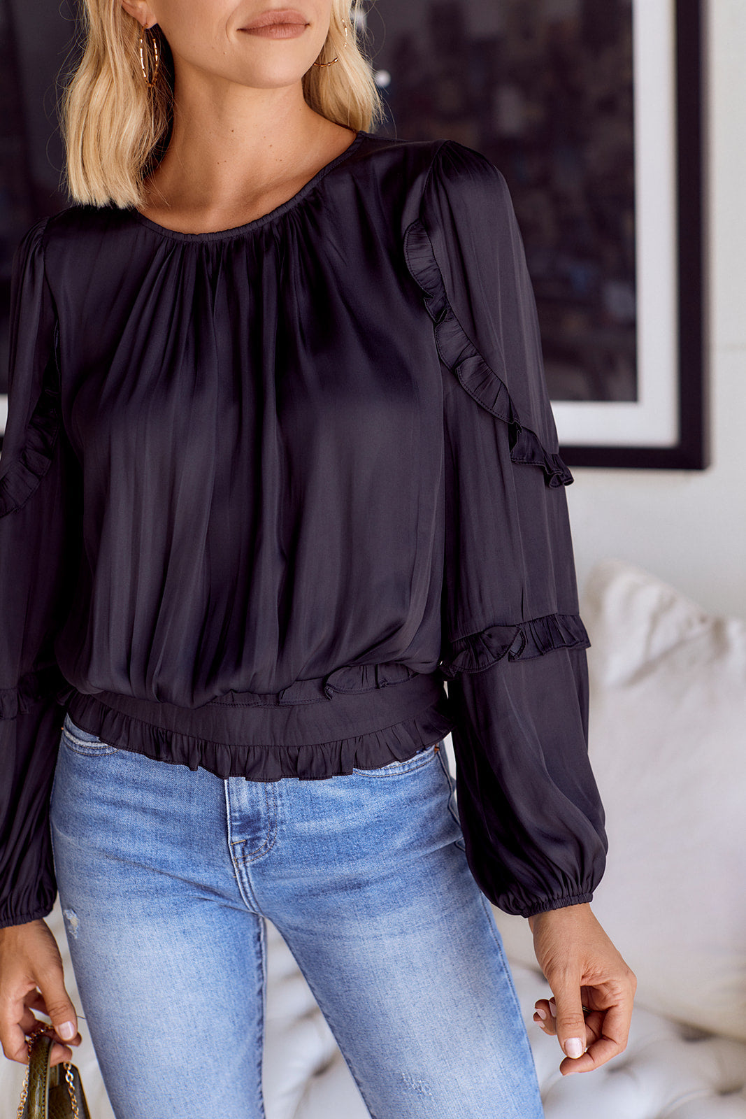 Meyer Satin Tie Back Blouse