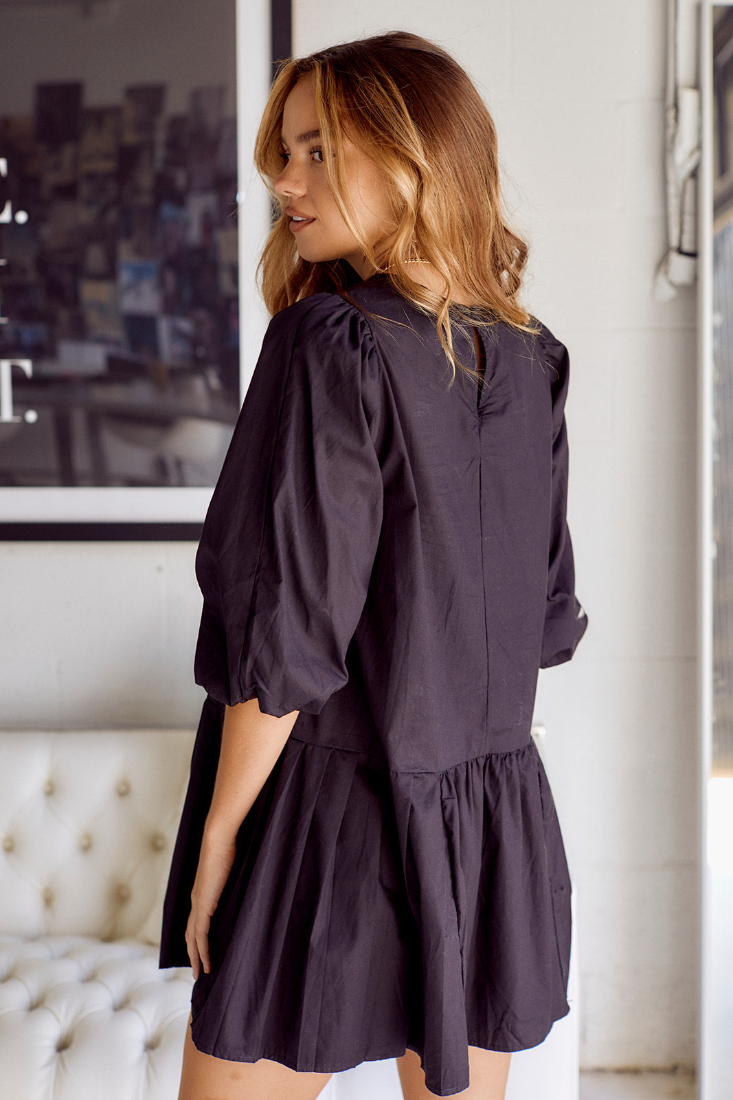 Bradshaw Puff Sleeve Drop Waist Dress