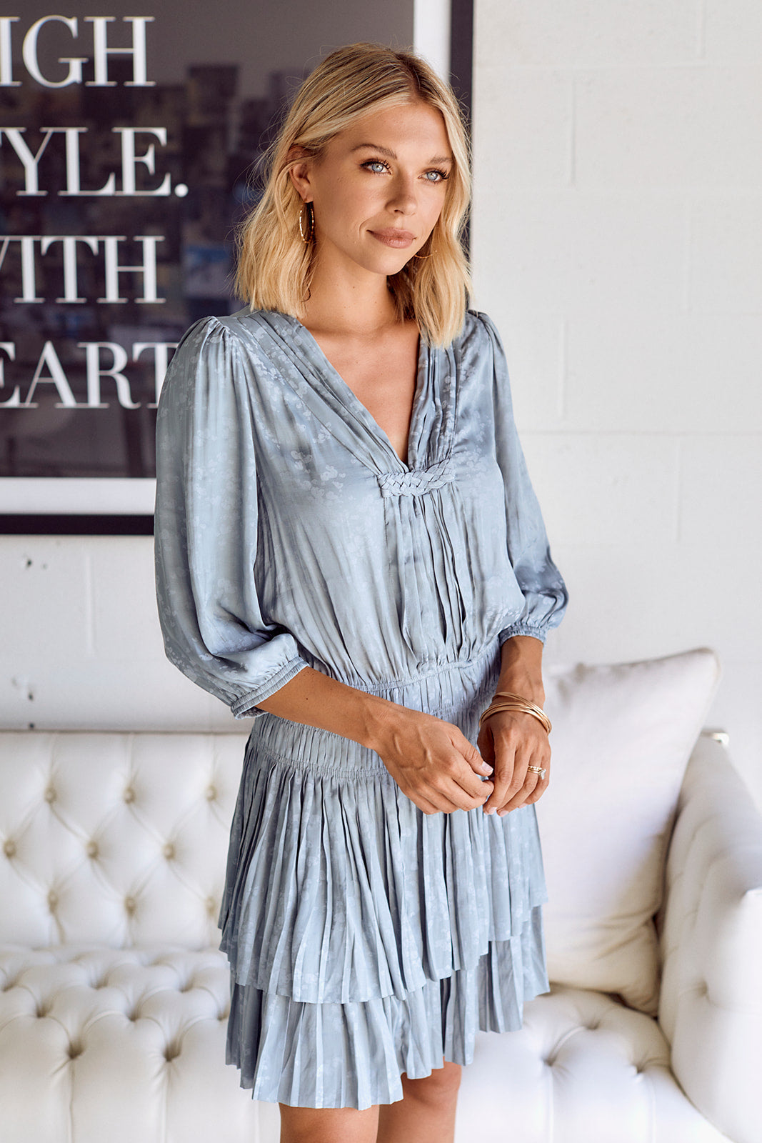 Brigette Pleated Smock Waist Dress