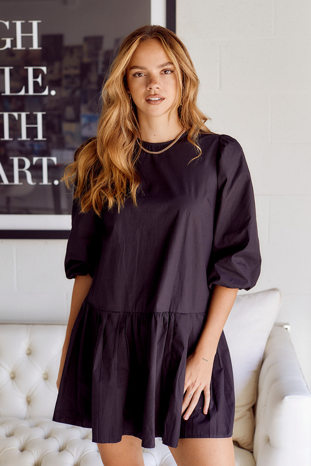 Bradshaw Puff Sleeve Drop Waist Dress