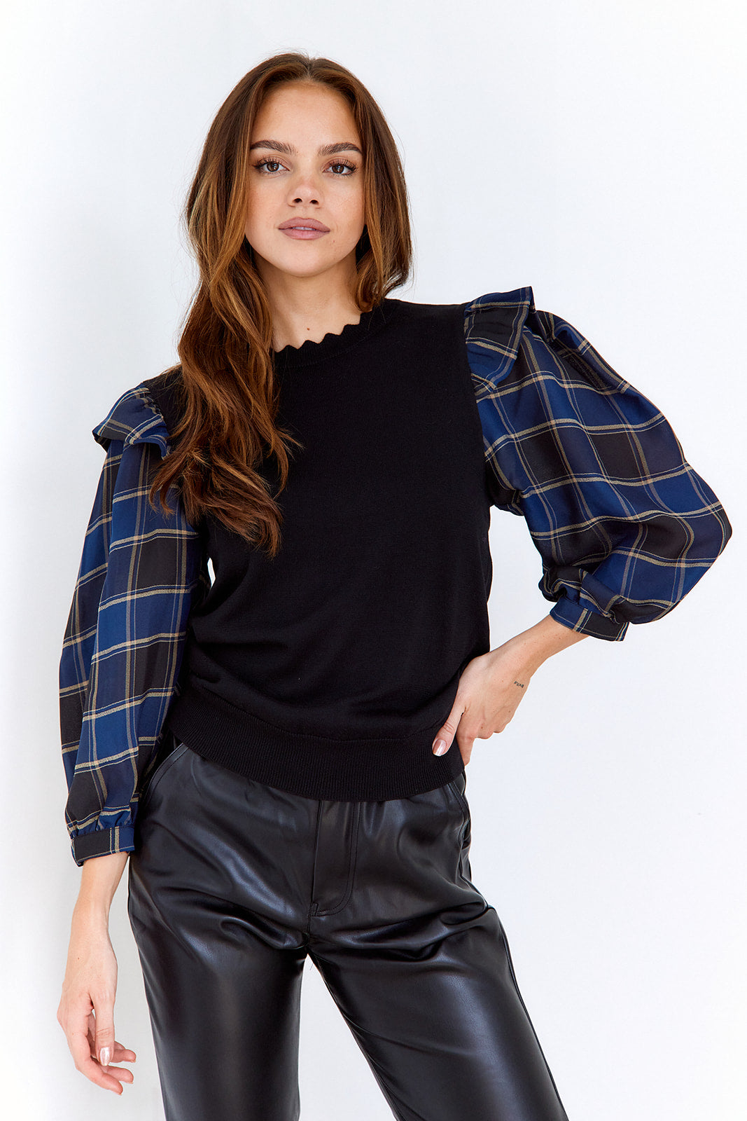 Kinsley Plaid Puff Sleeve Blouse