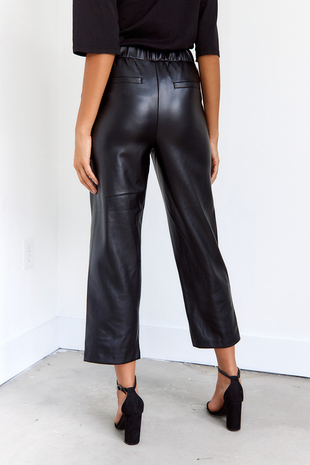 SALE- Can't Help Myself Faux Leather Crop Flare Pant