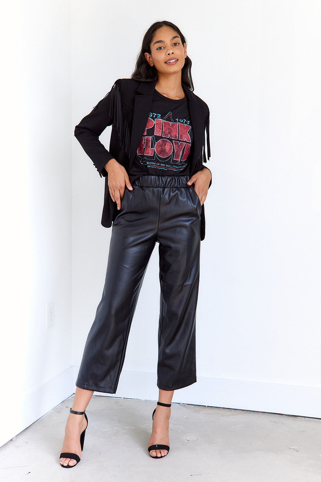 SALE- Can't Help Myself Faux Leather Crop Flare Pant