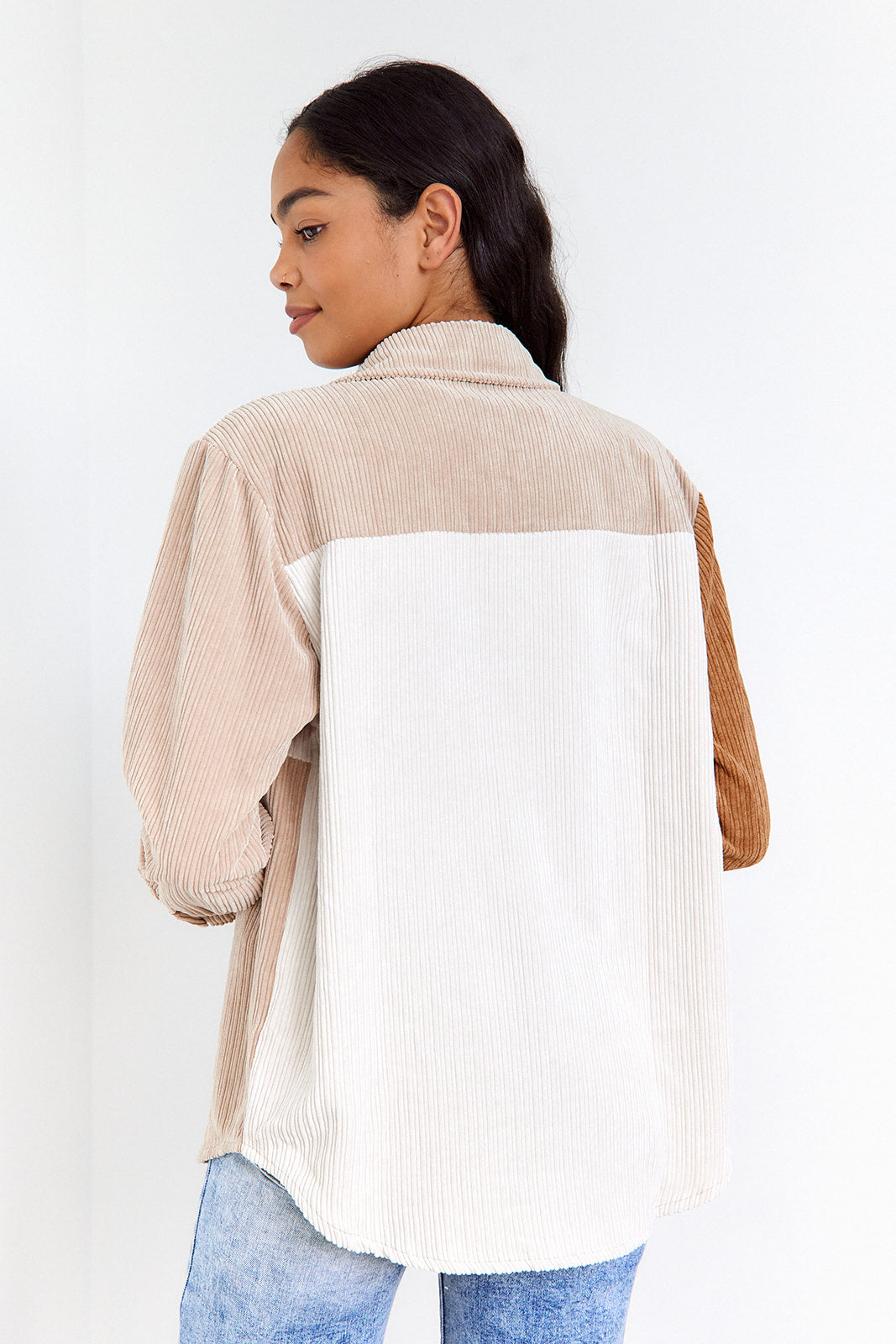 Renn Corduroy Patchwork Button Down Jacket