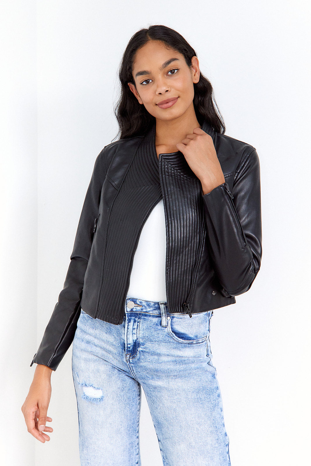 Eye Catching Faux Leather Jacket