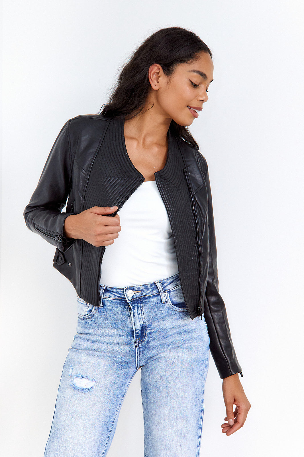 Eye Catching Faux Leather Jacket