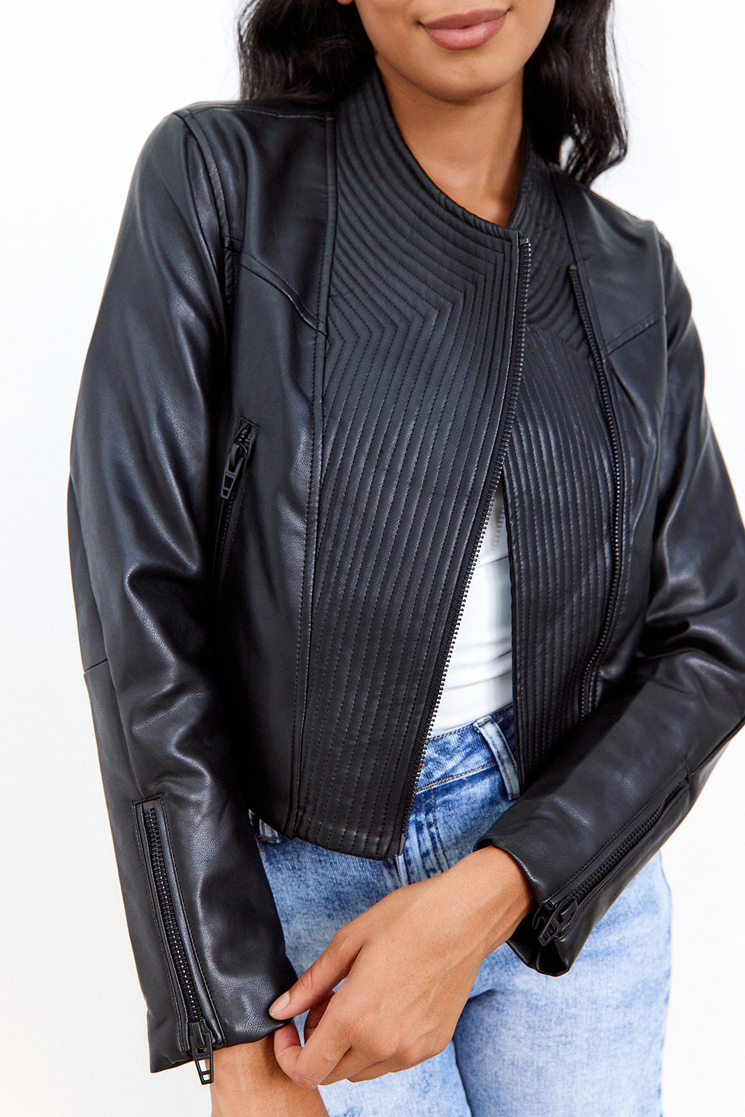 Eye Catching Faux Leather Jacket