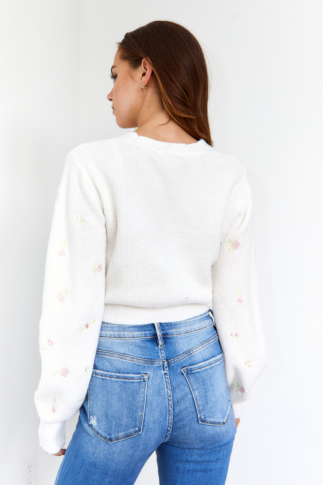 SALE - Petra Embroidered Floral Button Down Cardigan
