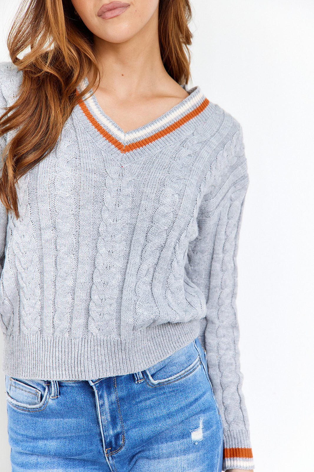 SALE - Ina Varsity Cable Knit Sweater