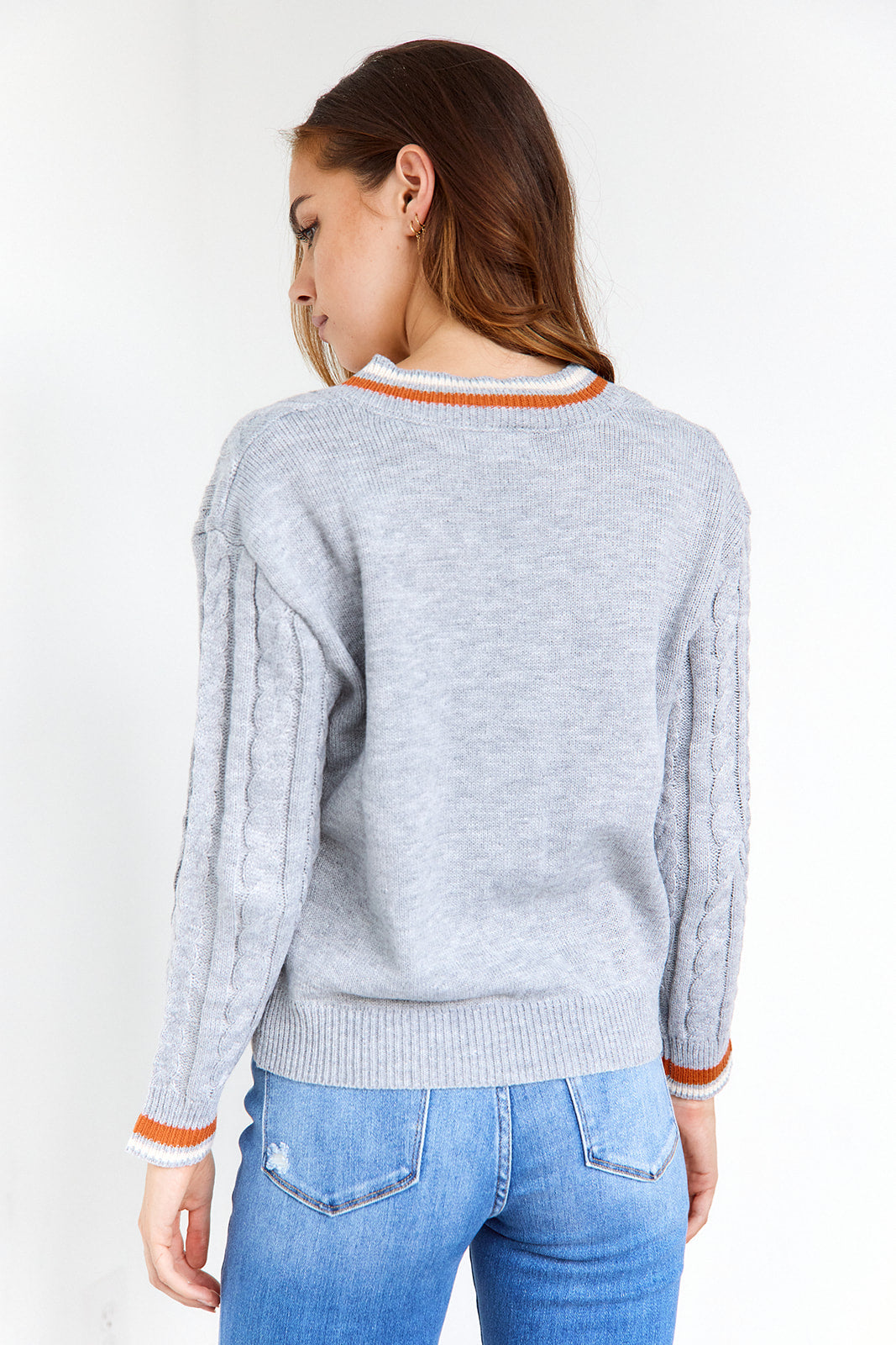 SALE - Ina Varsity Cable Knit Sweater