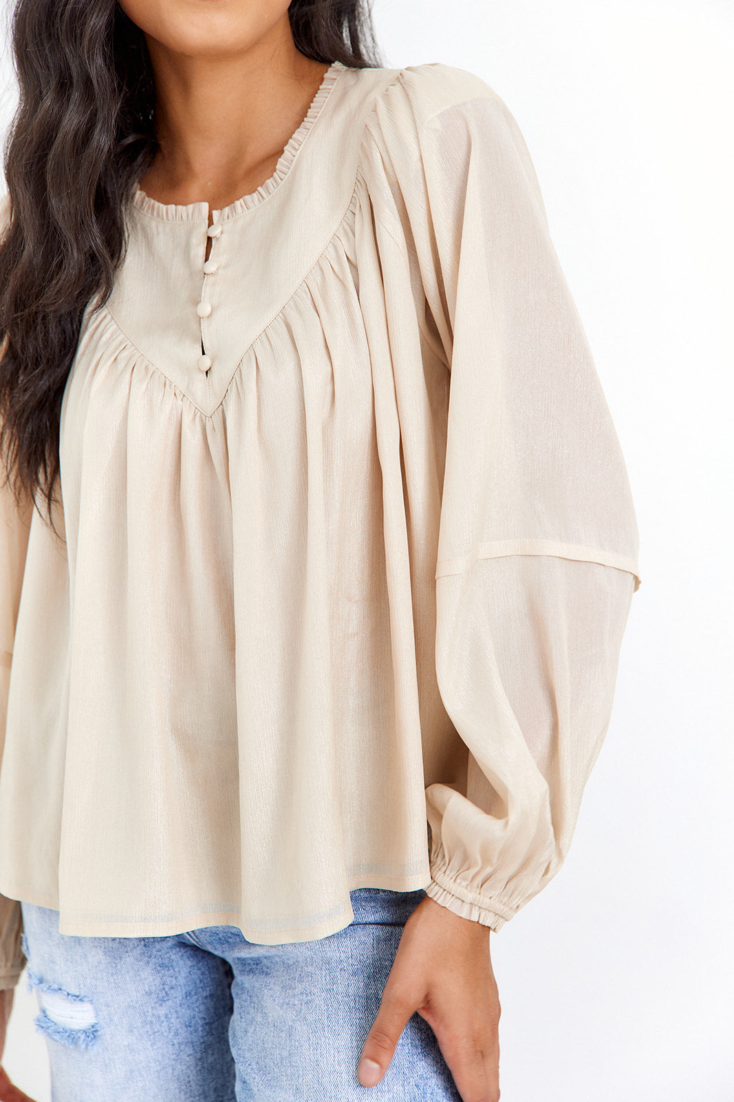 SALE - Marissa V Front Satin Blouse