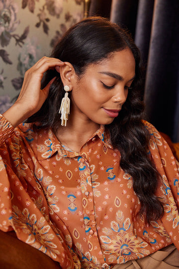 Teagan Fringe Beaded Earrings