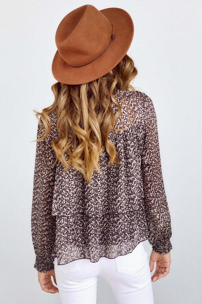 Leotie Double Layer Mock Neck Blouse