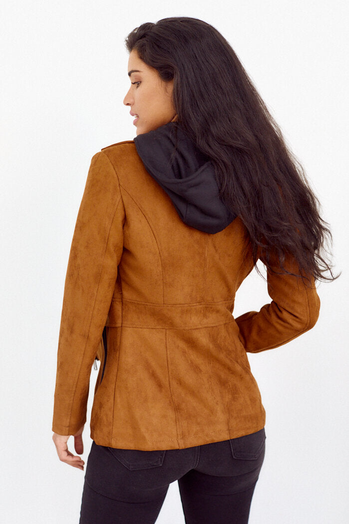 Carley Faux Suede Hooded Jacket