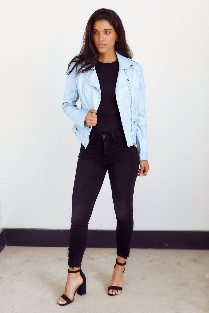 Cecilia Moto Style Faux Leather Jacket