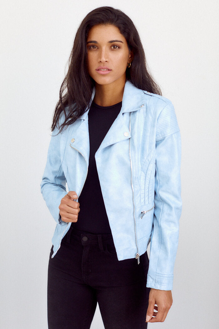 Cecilia Moto Style Faux Leather Jacket