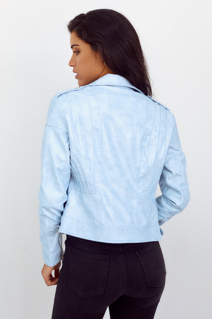 Cecilia Moto Style Faux Leather Jacket