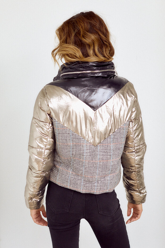 Influencer Plaid Puffer Jacket