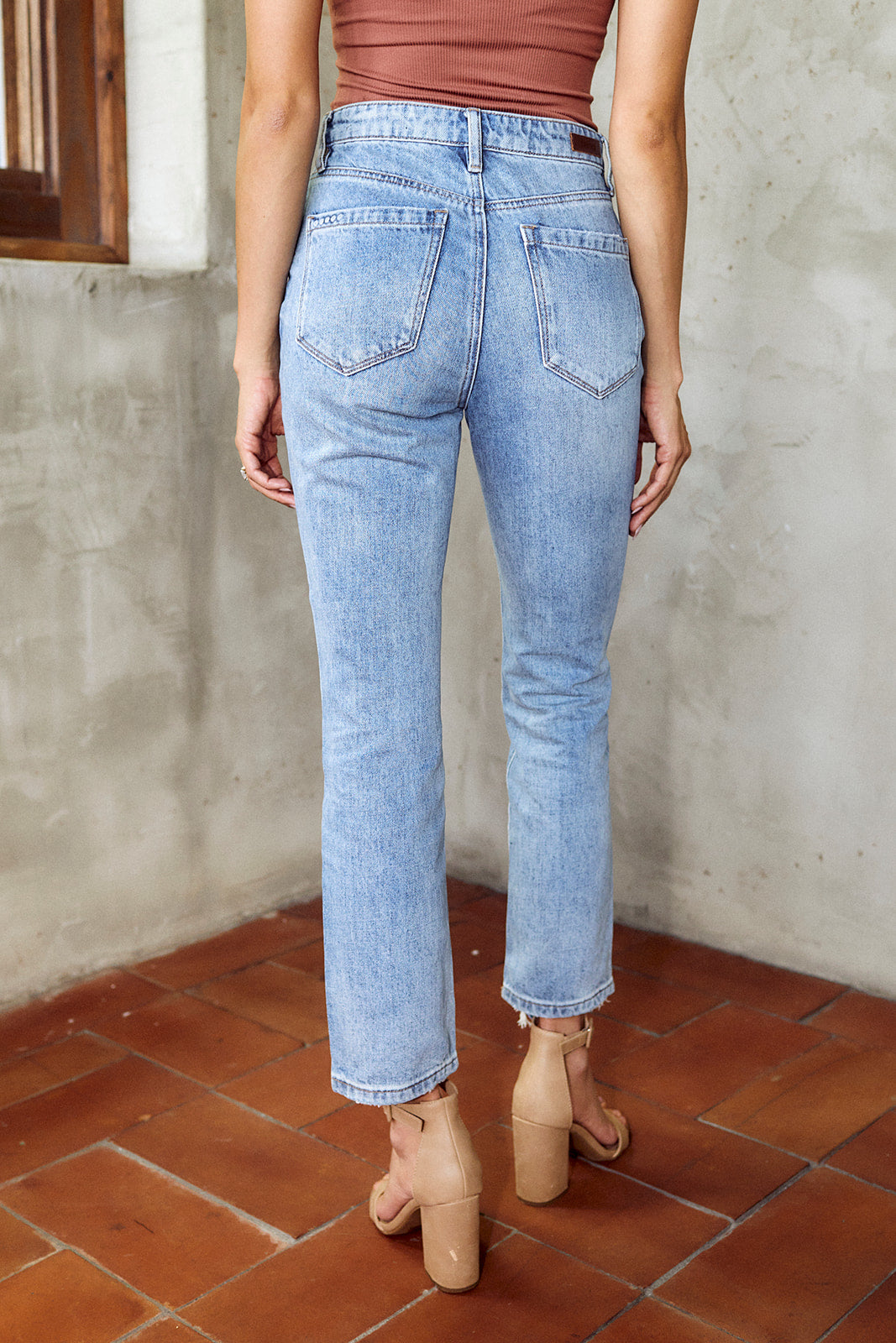 Blank NYC Mid Rise Distressed Straight Leg Denim