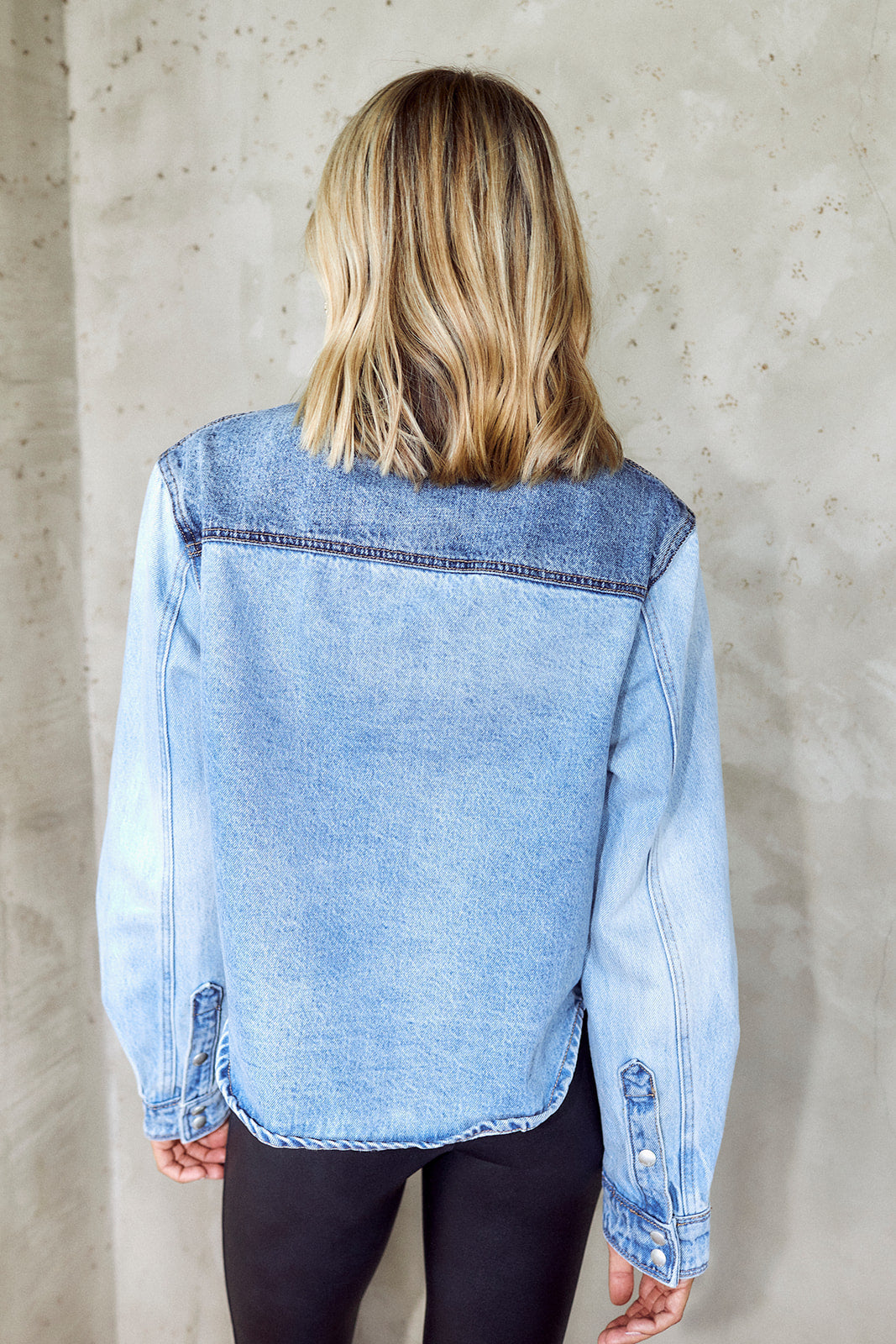 Blank NYC Patchwork Denim Button Down