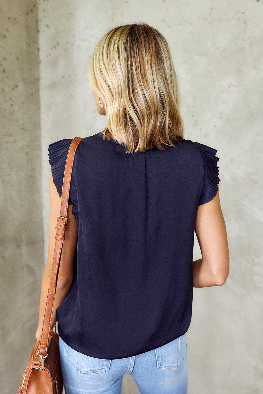 Sarrra Pleated Short Sleeve Blouse