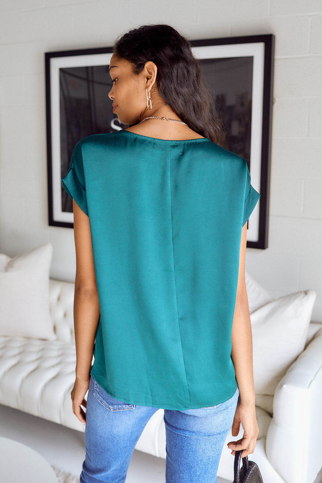 Miro Satin Short Sleeve Blouse