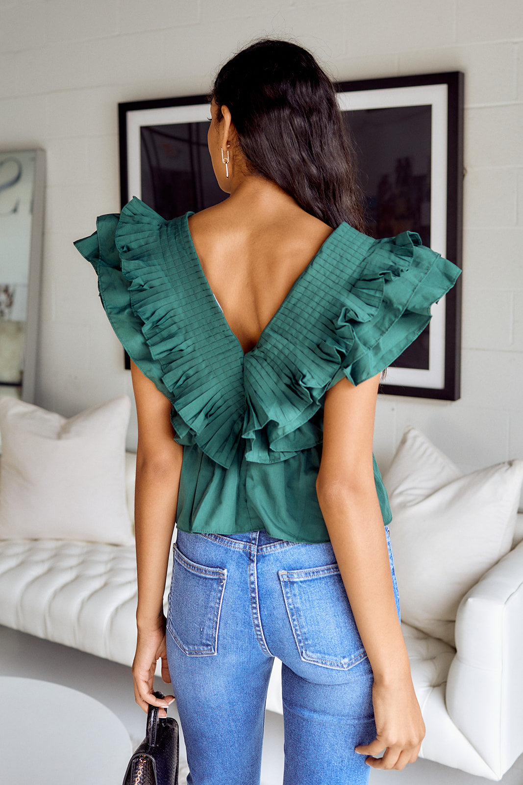 Ortega Ruffled Sleeve Peplum Blouse