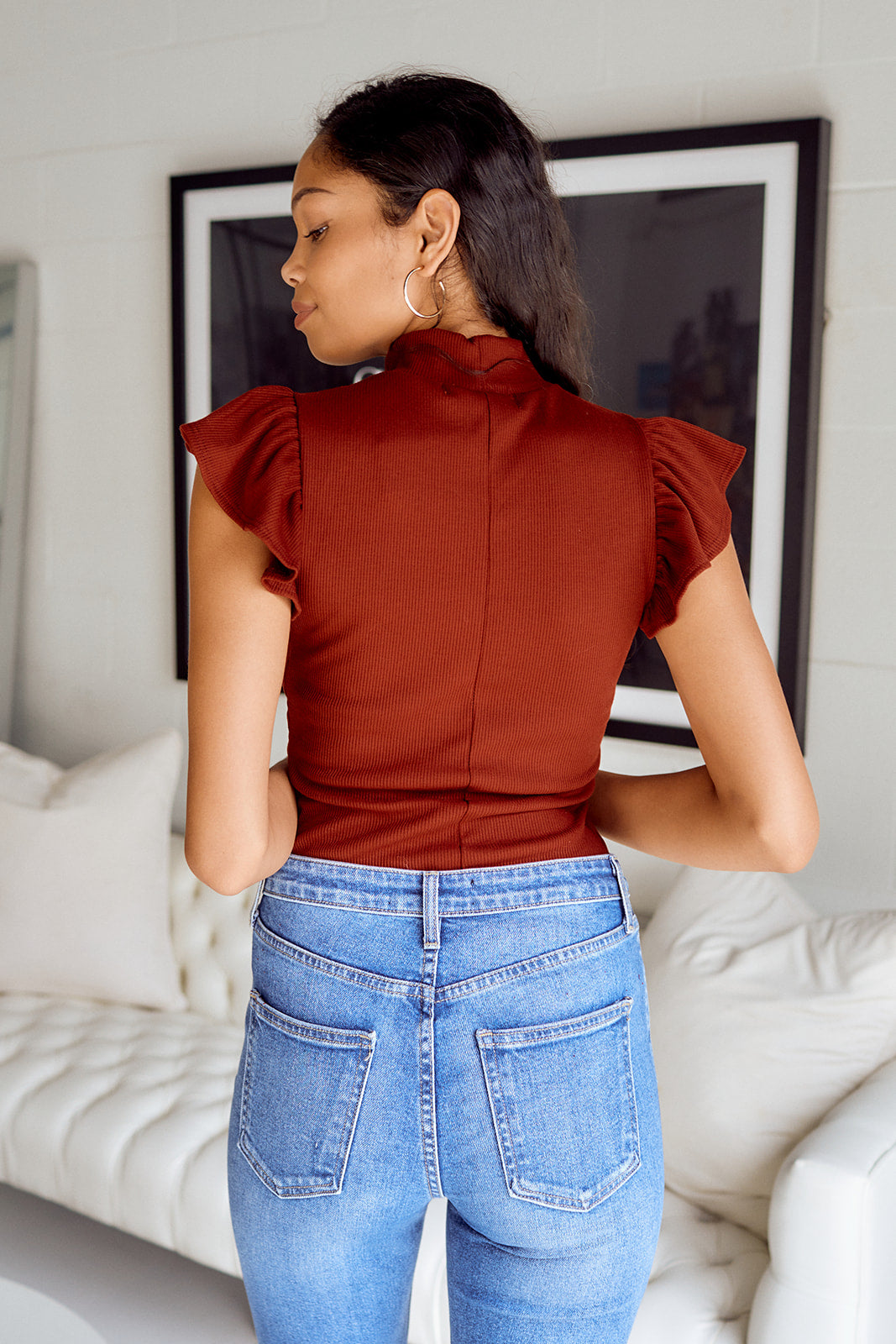 Weslie Ruffled Sleeve Knit Top
