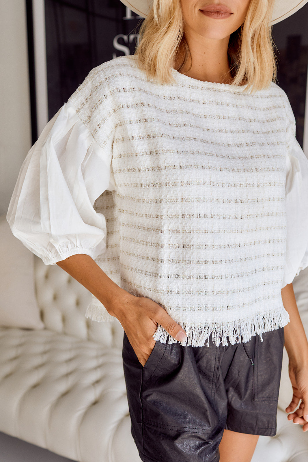 Annika Tweed Detail Blouse