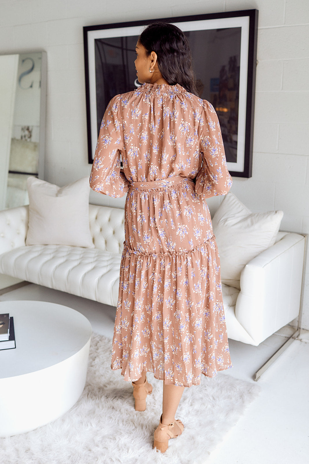 Avie Floral Tiered Midi Dress