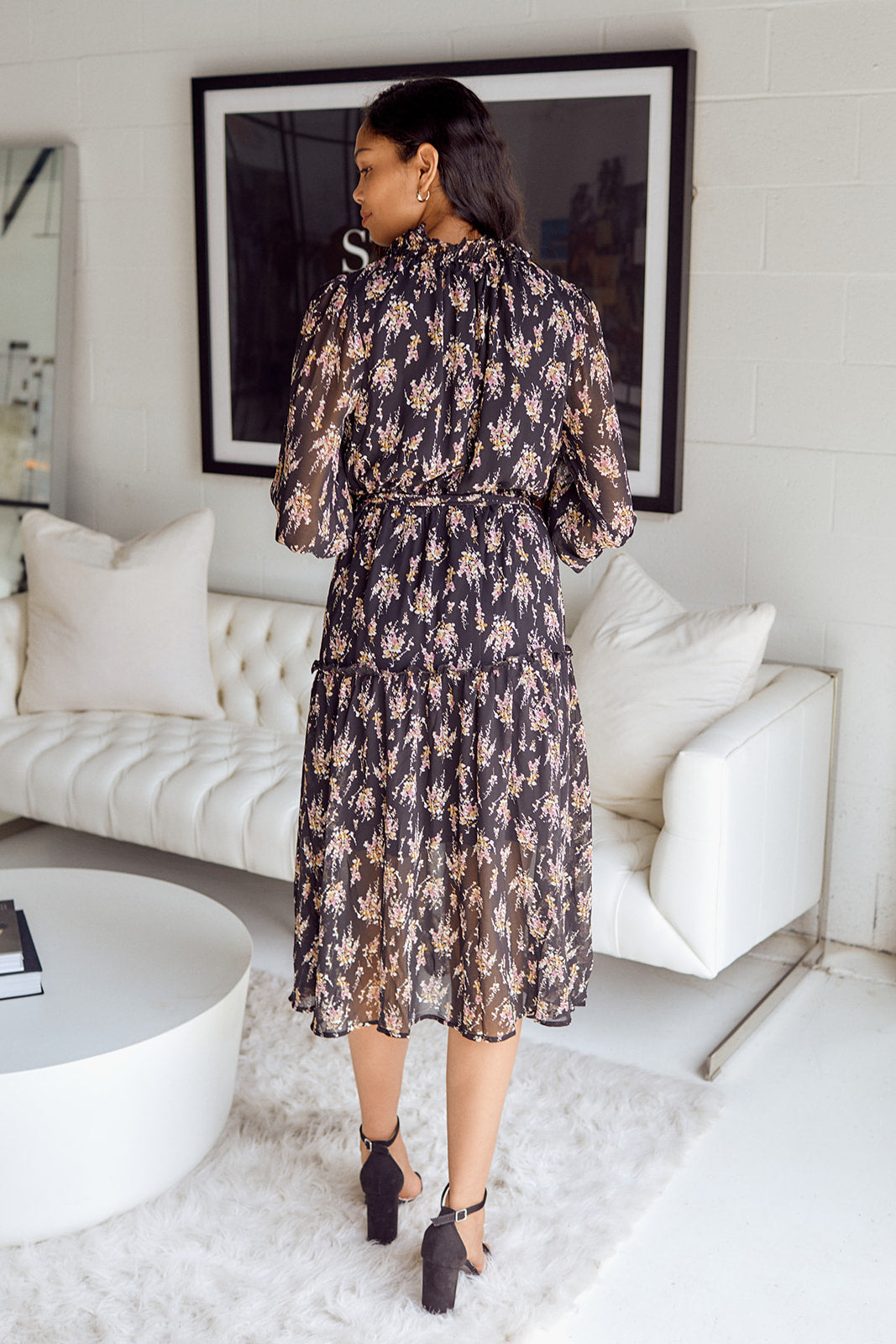 Avie Floral Tiered Midi Dress