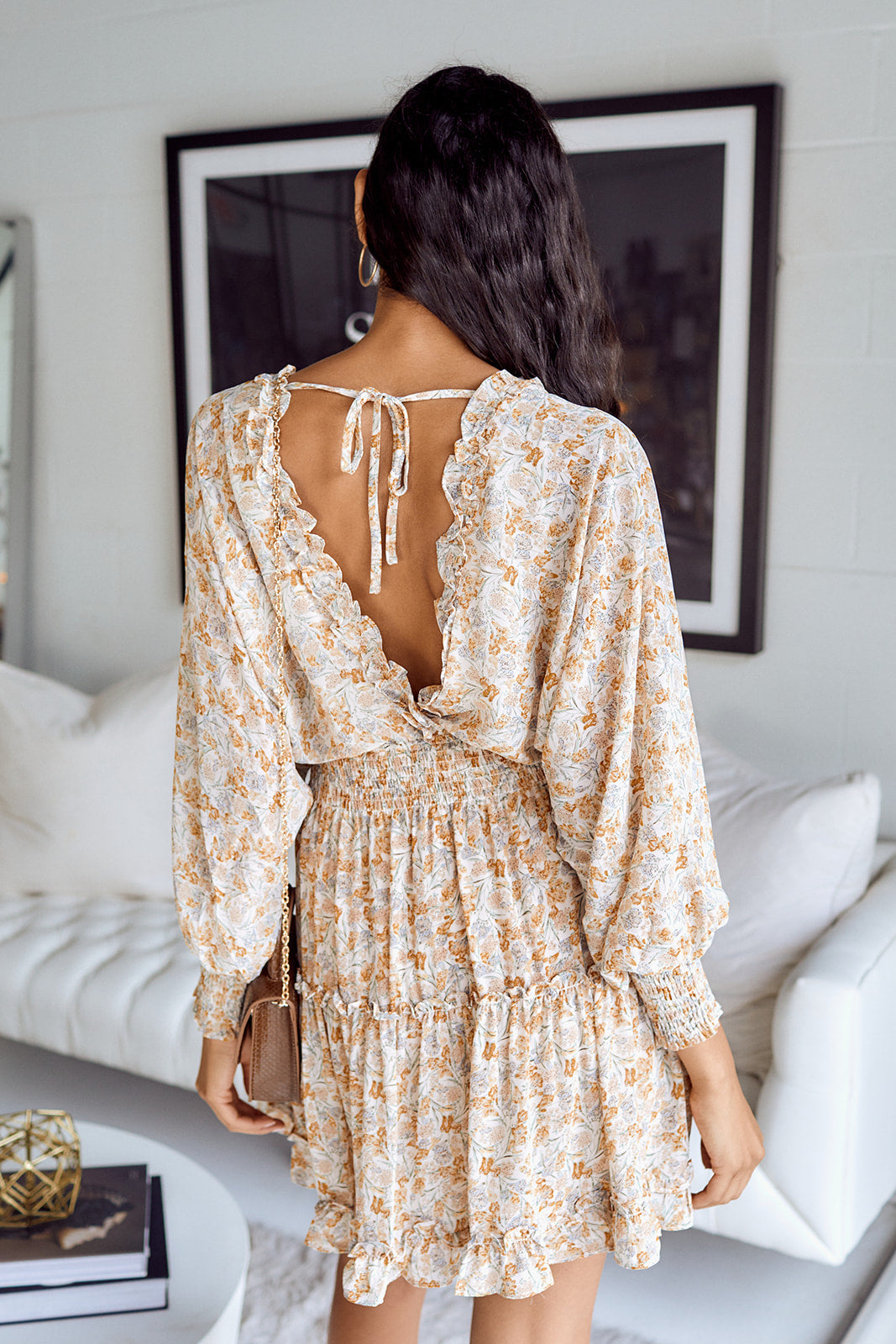 Farra Floral Printed Long Sleeve Dress