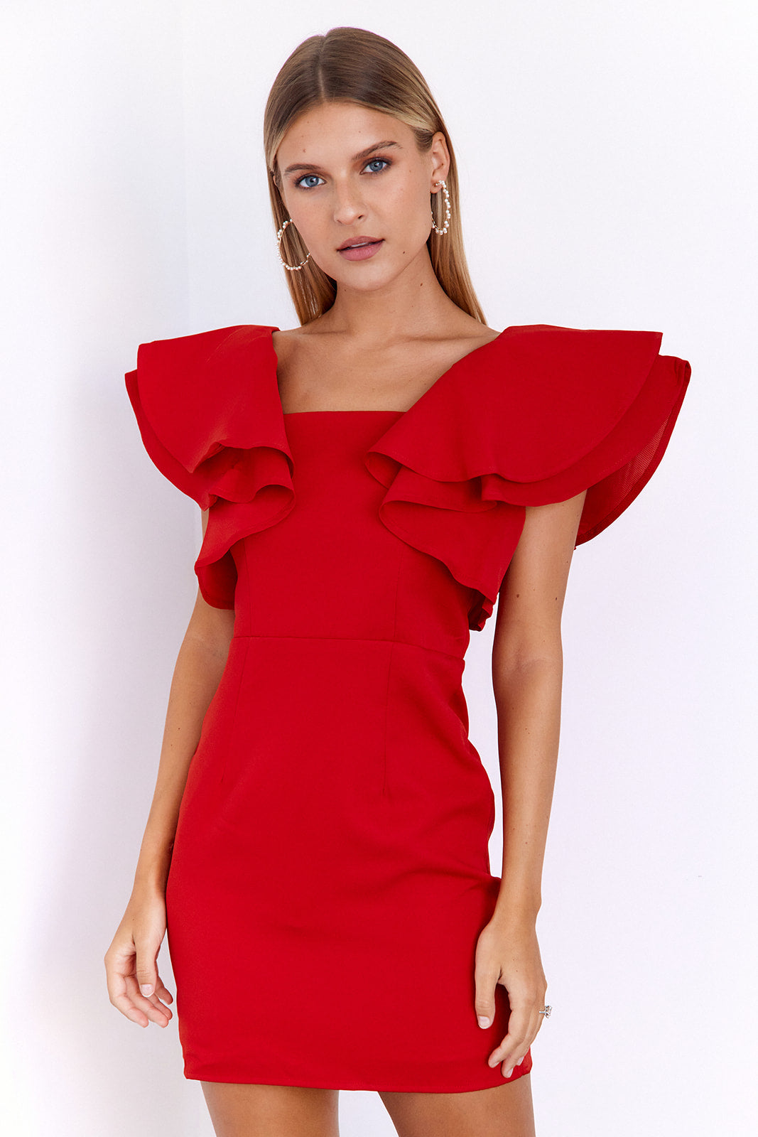 SALE - Harlow Square Neck Ruffle Dress