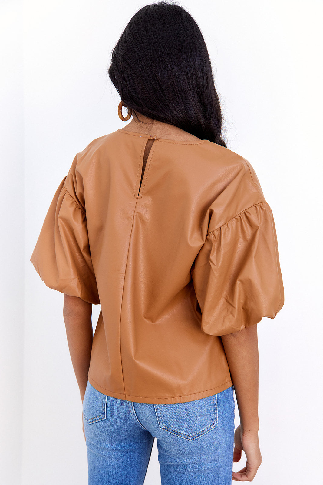 SALE - Vera Faux Leather Blouse